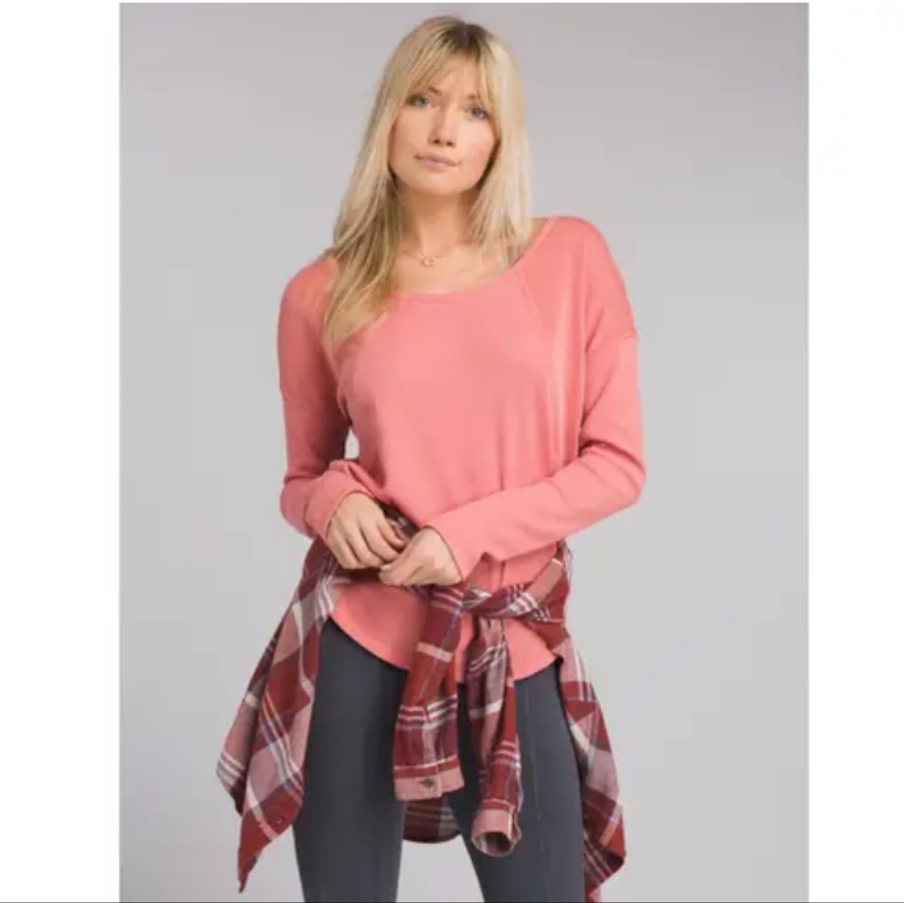 Prana Remi Waffle Pullover in‎ Rhubarb Size Medium
